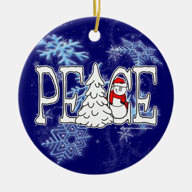 Ornamento De Cerâmica Ornament Peace Snowman (Frente)