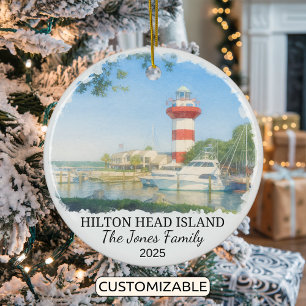 Ornamento De Cerâmica Ornament Personalizado da Ilha Hilton Head, Caroli
