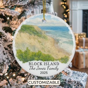 Ornamento De Cerâmica Ornament Personalizado de Block Island, Rhode Isla