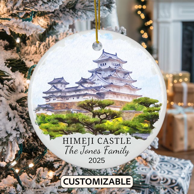 Ornamento De Cerâmica Ornament Personalizado do Castelo Himeji, Japão (Criador carregado)