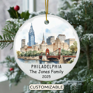 Ornamento De Cerâmica Ornament Philadelphia Personalizado, Pensilvânia