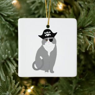 Ornamento De Cerâmica Ornament Pirate Cat