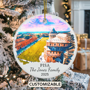 Ornamento De Cerâmica Ornament Pisa Personalizado, Itália Gift