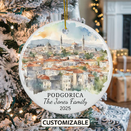 Ornamento De Cerâmica Ornament Podgorica Personalizado, Presente Montene