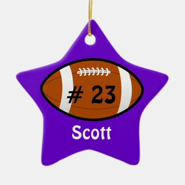 Ornamento De Cerâmica Ornament Purple Football Star (Frente)