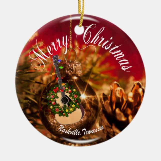 Ornamento De Cerâmica Ornament RD de Nashville Felry Christmas (Frente)