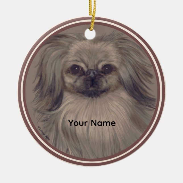 Ornamento De Cerâmica Ornament Rondo Pekingese (Frente)