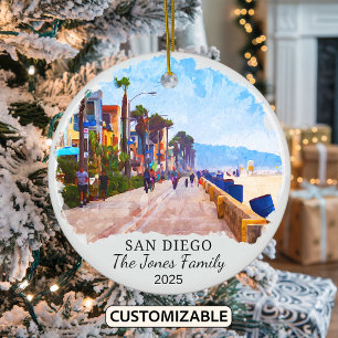 Ornamento De Cerâmica Ornament San Diego Personalizado, Estado da Califó