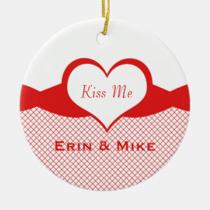 Ornamento De Cerâmica Ornament Sassy Heart Fishnet, Red