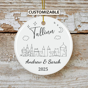 Ornamento De Cerâmica Ornament Skyline Personalizado, Estônia