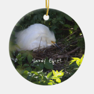 Ornamento De Cerâmica Ornament Snowy Egret