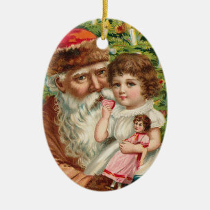 Ornamento De Cerâmica _ornament vintage_santa_old_christmas_oval