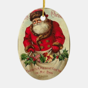 Ornamento De Cerâmica _ornament vintage_santa_old_christmas_oval