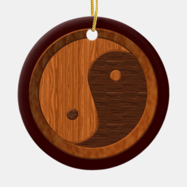 Ornamento De Cerâmica Ornament Wooden Yin Yang (Frente)
