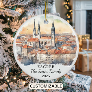 Ornamento De Cerâmica Ornament Zagreb Personalizado, Presente na Croácia
