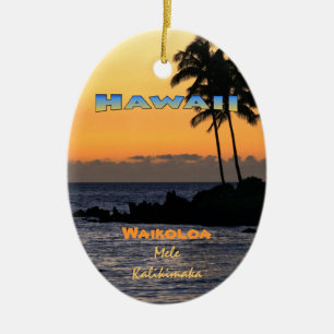 Ornamento De Cerâmica Ornamento: Crepúsculo Em Waikoloa (Oval)