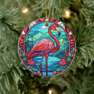 Ornamento De Cerâmica Ornamento Decorativo Tropical Flamingo Cerâmica