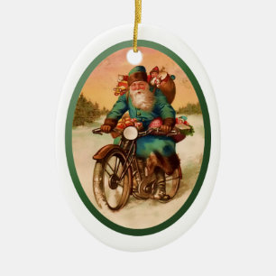 Ornamento De Cerâmica Ornamento-Papai noel na motocicleta
