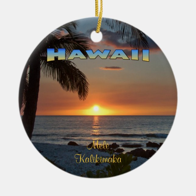 Ornamento De Cerâmica Ornamento: Waikoloa Sunset #1 (Círculo) (Frente)