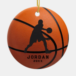 Ornamento De Cerâmica Orquestra Personalizada Laranja de Basquete Natal