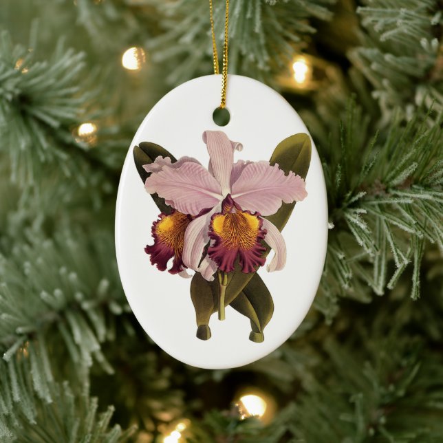 Ornamento De Cerâmica Orquídea de Cattleya Roxo, Flores Tropicais (Árvore)