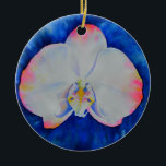 Ornamento De Cerâmica Orquídea floral cor-de-água rosa branca Elegante<br><div class="desc">Pintor branco e romeno elegante,  cor-de-rosa,  de H Cooper</div>