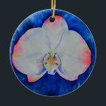 Ornamento De Cerâmica Orquídea floral cor-de-água rosa branca Elegante<br><div class="desc">Pintor branco e romeno elegante,  cor-de-rosa,  de H Cooper</div>