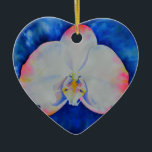 Ornamento De Cerâmica Orquídea floral cor-de-água rosa branca Elegante<br><div class="desc">Pintor branco e romeno elegante,  cor-de-rosa,  de H Cooper</div>