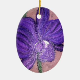 ORNAMENTO DE CERÂMICA ORQUÍDEA ROXA