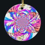 Ornamento De Cerâmica Orquídeas cor-de-rosa-abstrato retro-cor-de-rosa-m<br><div class="desc">mandala branca abstrato romântica - com espirais cor-de-rosa e laranja - de cor-de-água original por H Cooper</div>
