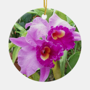 Ornamento De Cerâmica Orquídeas de Cattleya Roxo
