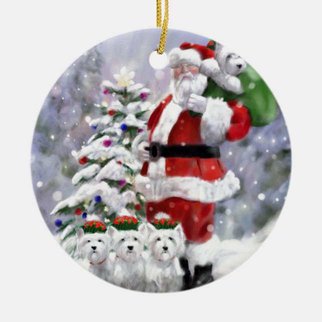 Ornamento De Cerâmica Os ajudantes do papai noel (Frente)