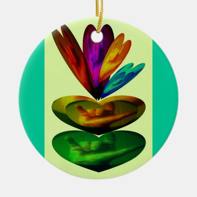 Ornamento De Cerâmica Os corações falam eu te amo (Frente)