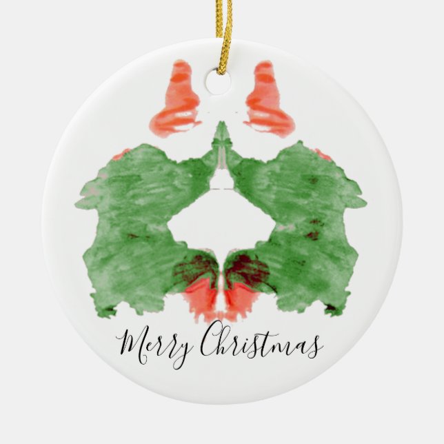 Ornamento De Cerâmica Os duendes do papai noel da mancha de tinta de (Frente)