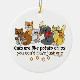 Ornamento De Cerâmica Os gatos são como microplaquetas de batata