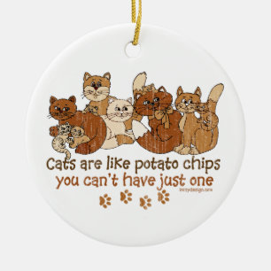 Ornamento De Cerâmica Os gatos são como microplaquetas de batata
