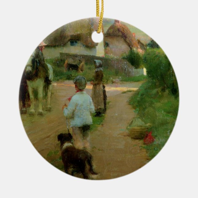 Ornamento De Cerâmica Os Loiterers, 1888 (óleo em canvas) (Frente)