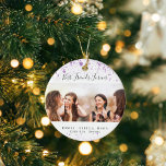 Ornamento De Cerâmica Os melhores amigos nomes de fotografias com brilho<br><div class="desc">Um presente para o(s) seu(s) melhor(s) amigo(s) para aniversários,  Natal ou evento especial. Texto preto: Melhores Amigos para sempre,  escrito com um script de estilo com letra de tendência. Personalize e use sua própria foto e nomes. Um fundo branco chic,  decorado com poeira brilhante púrpura.</div>