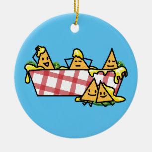 Ornamento De Cerâmica Os Nachos derreteram microplaquetas de tortilha do