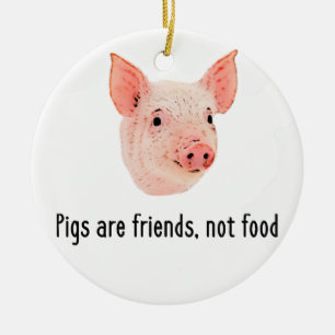 Ornamento De Cerâmica Os porcos são amigos, não design da comida