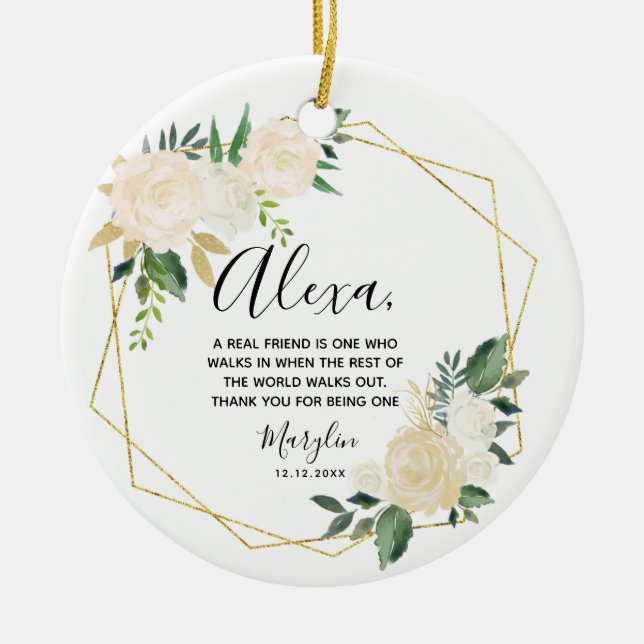 Ornamento De Cerâmica Os verdadeiros amigos personalizados nunca estão l (Frente)