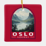 Ornamento De Cerâmica Oslo Norway Viagem Art Vintage<br><div class="desc">Oslo retro vetor viagem design. Oslo,  a capital da Noruega,  senta-se na costa sul do país à frente do Oslofjord.</div>