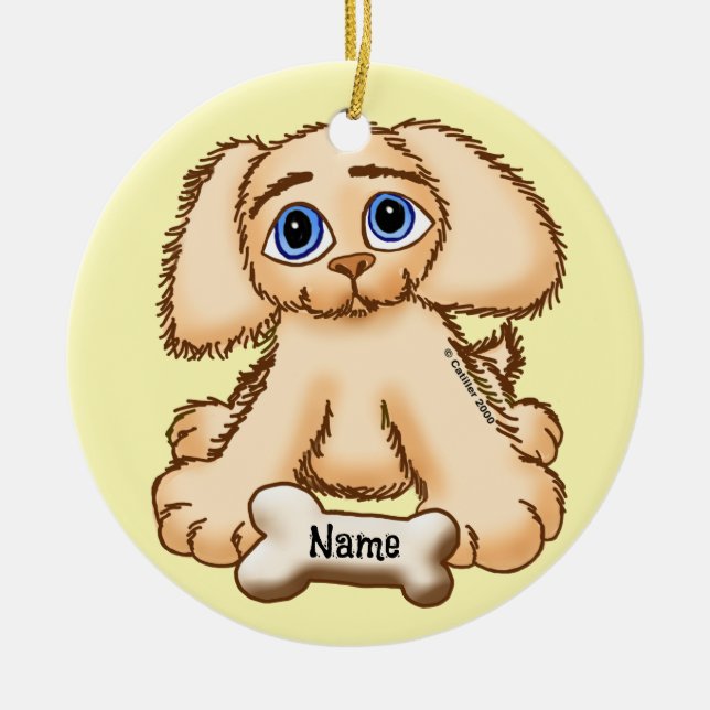 Ornamento De Cerâmica Osso de cachorrinho  (Frente)