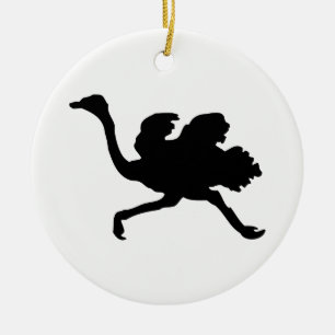 Ornamento De Cerâmica Ostrich Silhouette