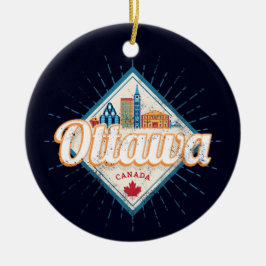Ornamento De Cerâmica Ottawa Skyline Ontario Retro Canada Vintage