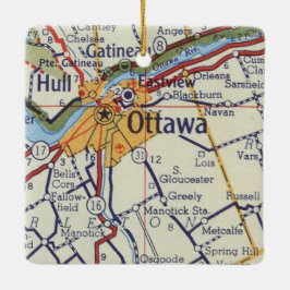 Ornamento De Cerâmica Ottawa sobre o mapa de vinhetas