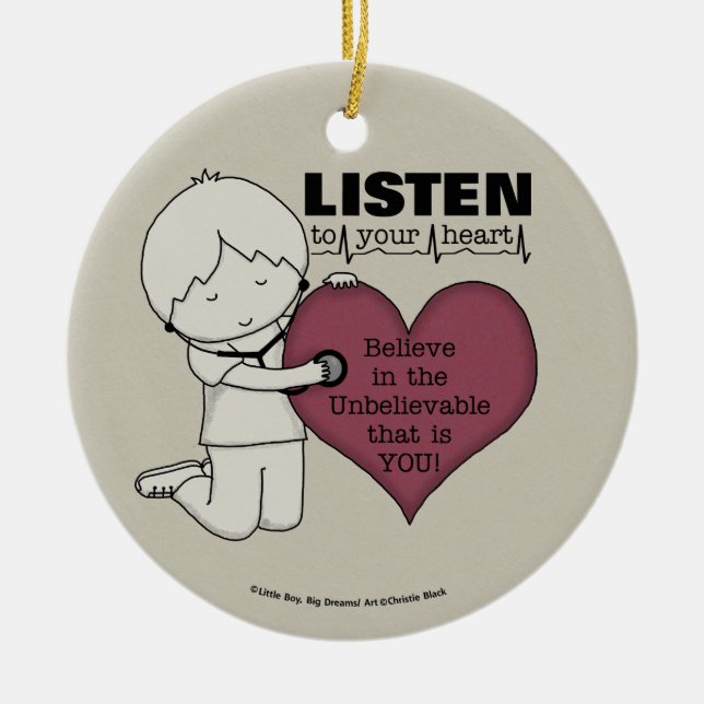 Ornamento De Cerâmica Ouça seu coração (Frente)