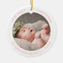 Ornamento De Cerâmica Our First Christmas as Grandparents Modern Photo