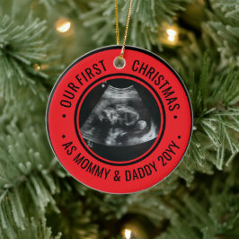 Ornamento De Cerâmica Our First Christmas as Parents Ultrasound