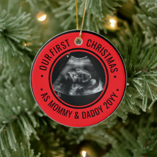 Ornamento De Cerâmica Our First Christmas as Parents Ultrasound